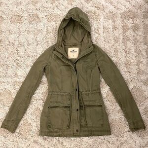 Hollister Khaki Utility Jacket with Hood